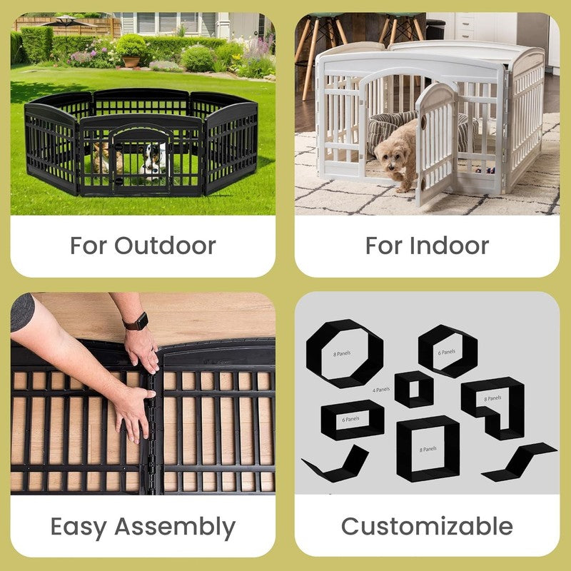 Dog Run 4 Panel Puppy Rabbit Enclosure Indoor Outdoor Pet Fence Modular White