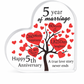 5th Anniversary Gift Plaque Acrylic Heart for Wife Husband Couples Romantic Love
