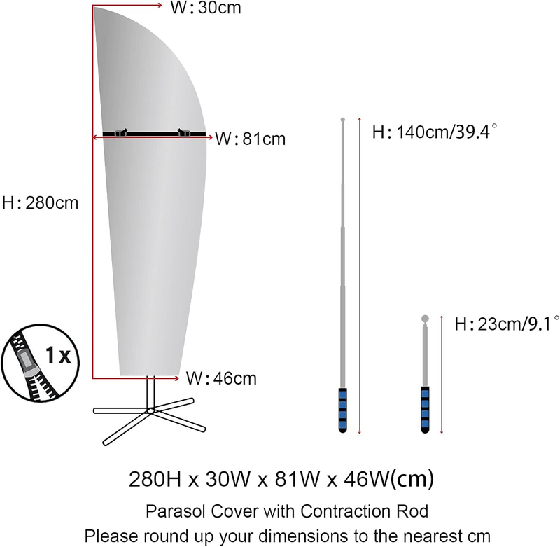 Garden Parasol Cover Waterproof Outdoor Patio Umbrella Anti-UV 420D 81X30X46Cm