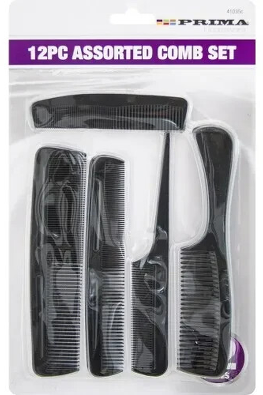 Hairdressing Comb Set 12 Pcs Black Barber Salon Hair Styling Cutting Tools