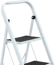 Foldable 3 Step Ladder Safety Steel Non Slip Tread Lightweight Folding Stool Unbranded