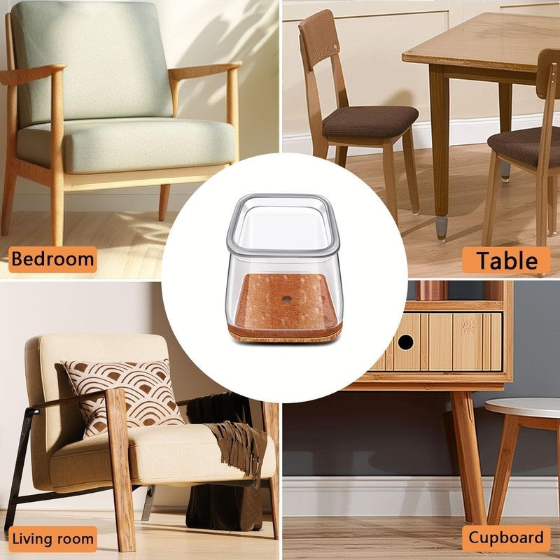 Silicone Chair Leg Protectors Floor Caps 20PCS Square Fit 40-55mm XL