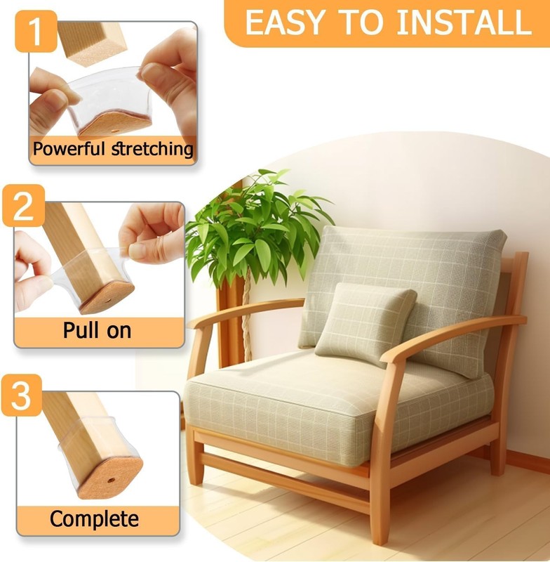 Silicone Chair Leg Protectors Floor Caps 20PCS Square Fit 40-55mm XL