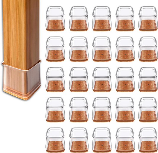 Silicone Chair Leg Protectors Floor Caps 20PCS Square Fit 40-55mm XL