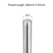 Stainless Steel Fully Threaded Rod M10 x 300mm 1.5mm Pitch Right Hand 2PCS Unbranded