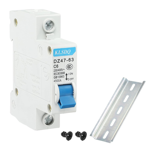 Miniature Circuit Breaker 6A 230/400V 1 Pole DZ47-63 C6 Low Voltage DIN Rail