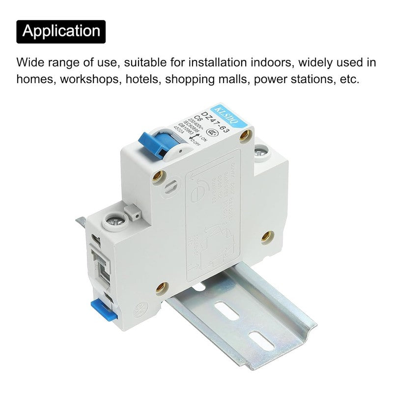 Miniature Circuit Breaker 6A 230/400V 1 Pole DZ47-63 C6 Low Voltage DIN Rail
