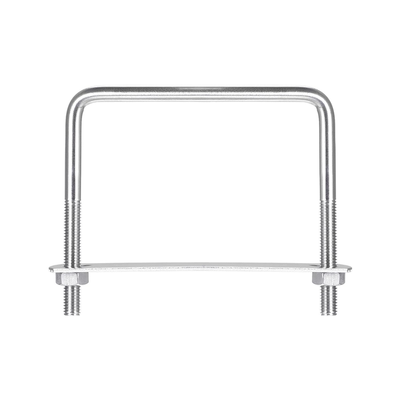 Square U-Bolts M8 304 Stainless Steel 102mm Width 100mm Length Nuts Plates 2Pc
