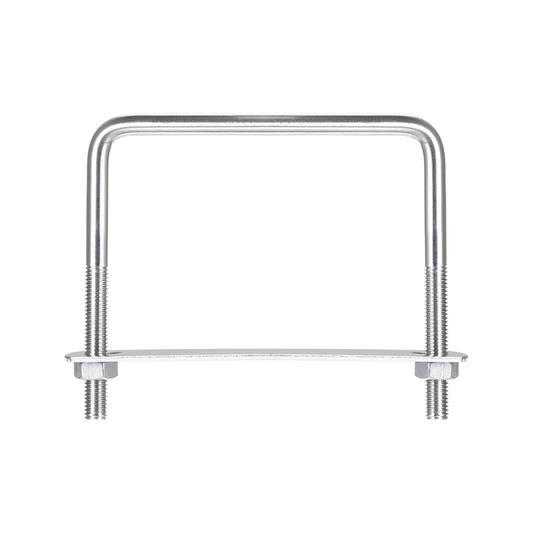 Square U-Bolts M8 304 Stainless Steel 102mm Width 100mm Length Nuts Plates 2Pc