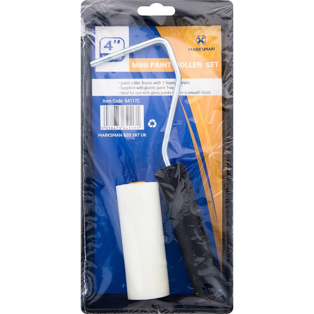 Paint Roller Kit 3PC 4'' Mini Set Foam Sleeve Tray DIY Home Touch Up Tool