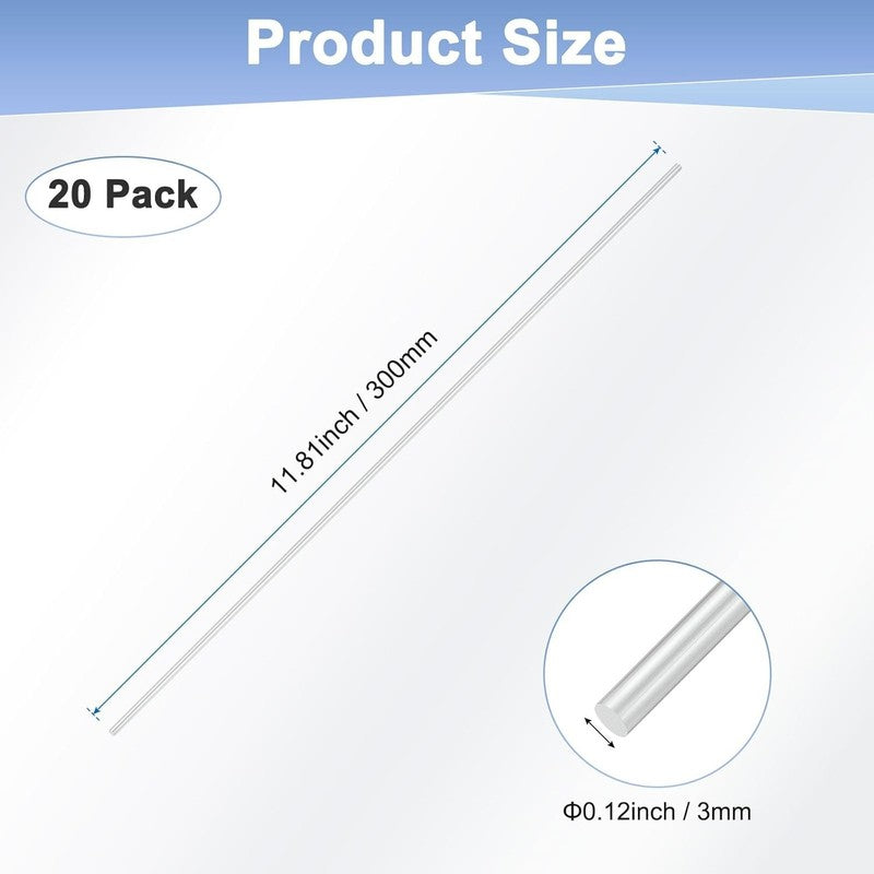 Aluminum Round Rod 3mm 300mm 20 Pack 6061 Solid Metal Bar Stock for DIY Craft