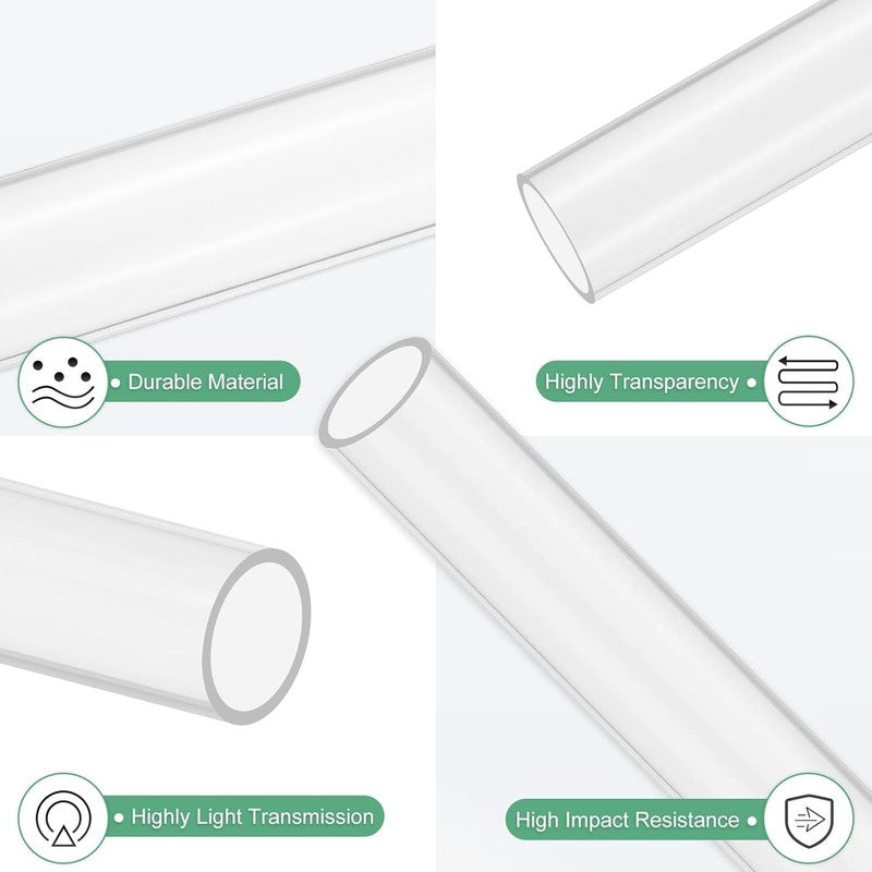 Clear Acrylic Pipe 13mm ID 19mm OD 305mm Rigid Plastic Tube Round Rod