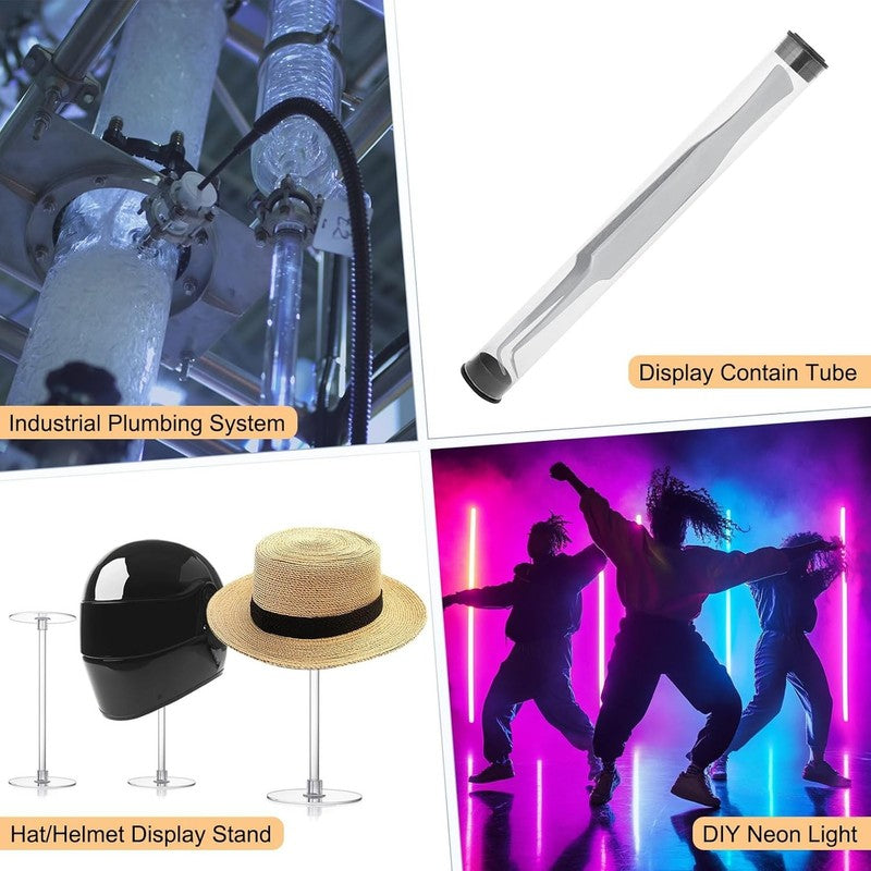 Clear Acrylic Pipe 13mm ID 19mm OD 305mm Rigid Plastic Tube Round Rod