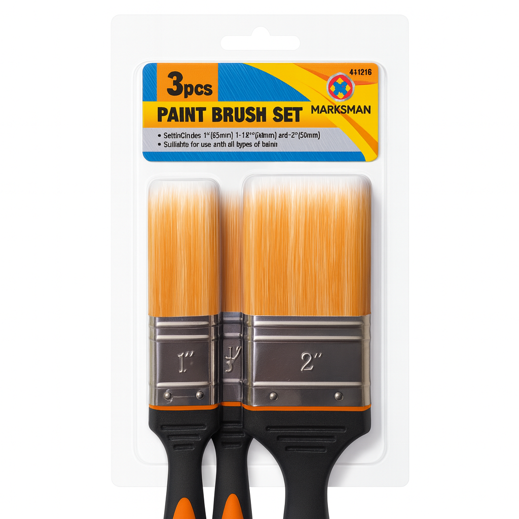 Paint Brush Set 3pcs for DIY Painting & Decorating 1'' 1.5'' 2'' Home Tools