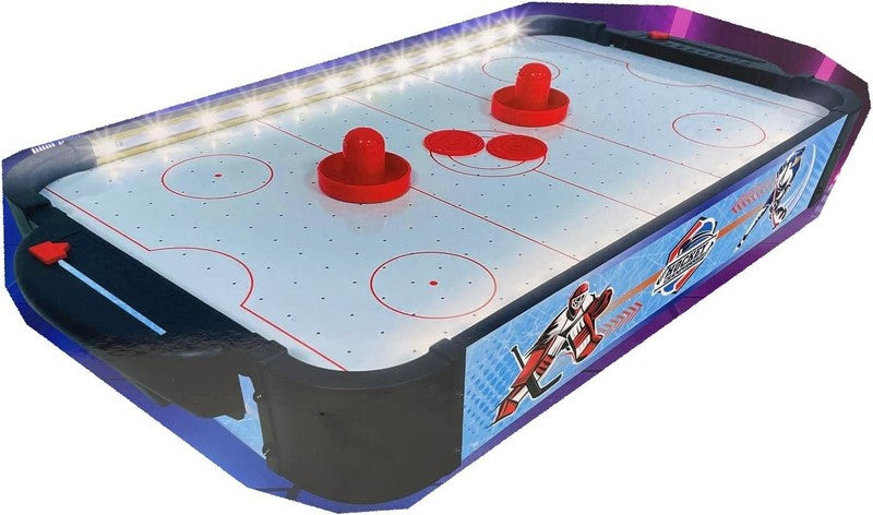Air Hockey LED Tabletop Game Light Up Arcade Set with 2 Pushers 2 Pucks