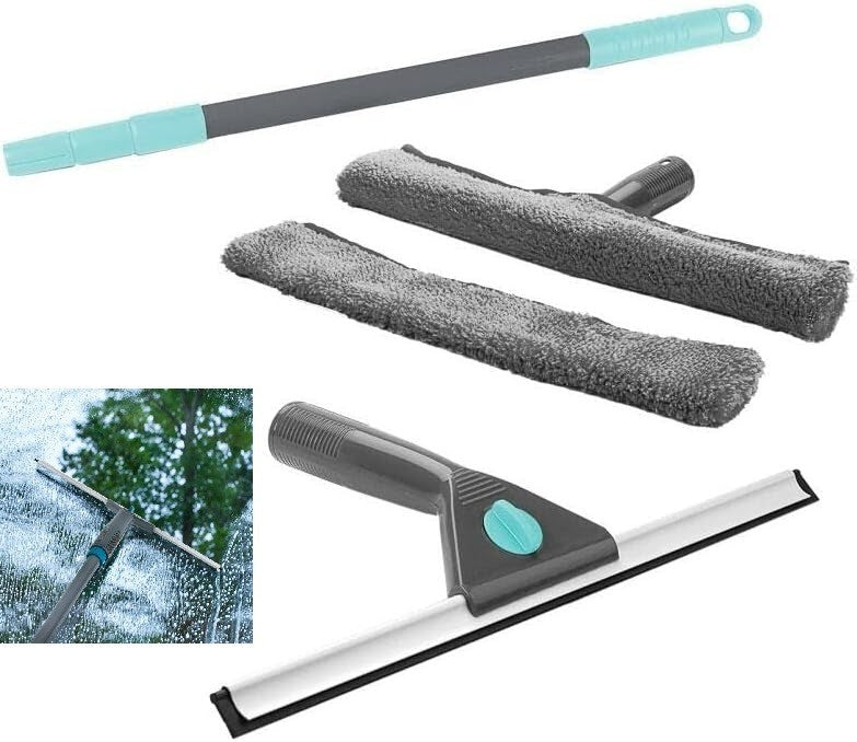 Window Cleaning Kit Telescopic Squeegee Mop Wash Wipe Tool Set Extension Pole