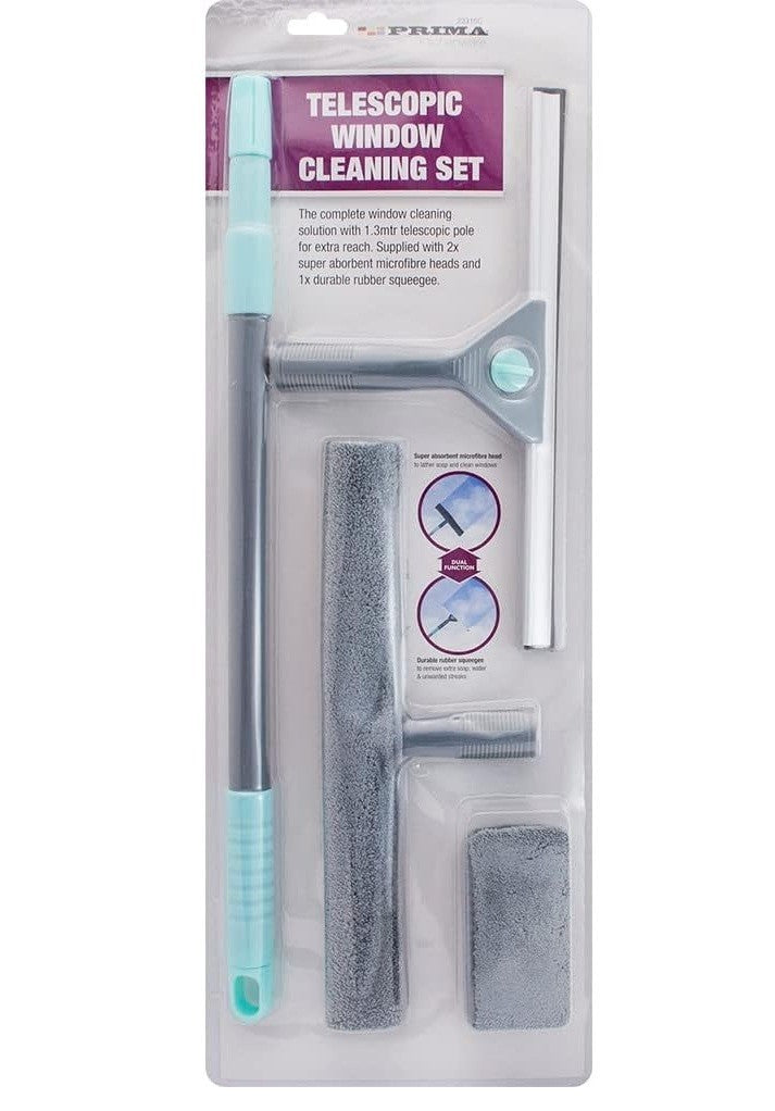 Window Cleaning Kit Telescopic Squeegee Mop Wash Wipe Tool Set Extension Pole