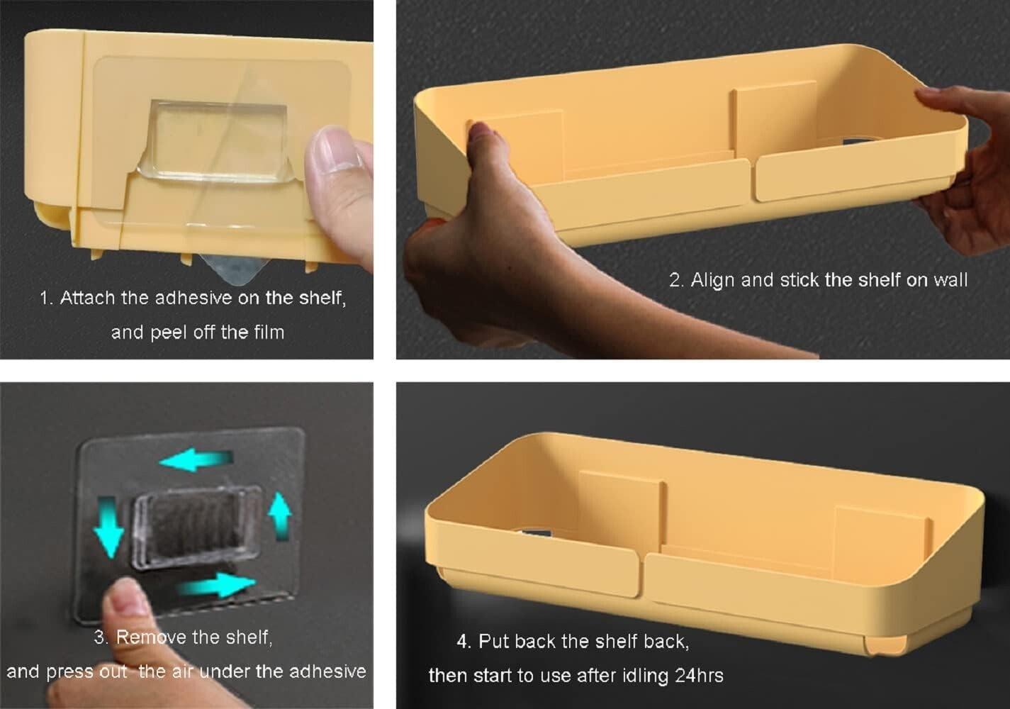 Shower Caddy Adhesive Shelves Plastic Bathroom Storage Rack Removable 2 Pack