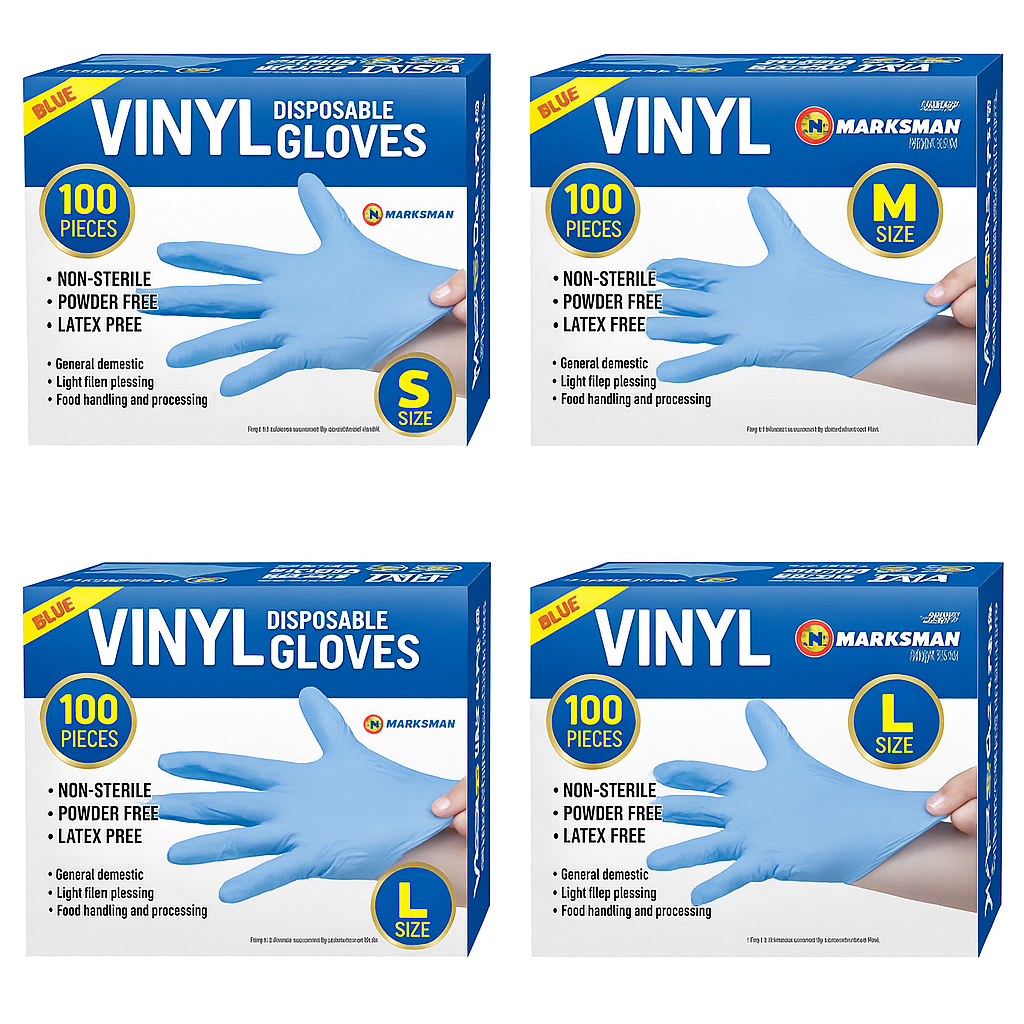 Blue Disposable Gloves Powder Latex Vinyl Free Medical Work Tattoo 100 Pieces
