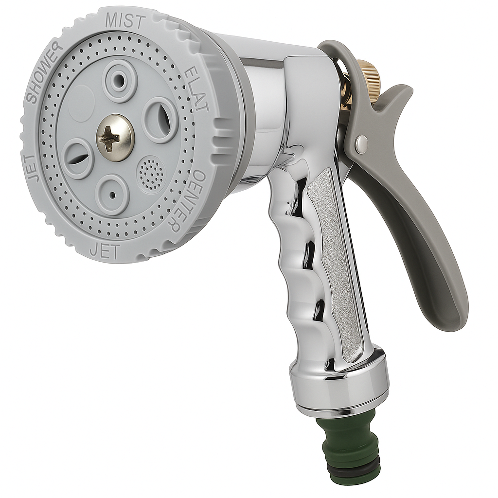 Spray Nozzle Water Hose Metal 6Dial Function Gun Water Sprayer Hoselock