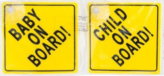 Baby On Board Child Window Safety Vehicle Suction Cup Decal Sign Pack of 2