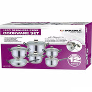 Stainless Steel Cookware Set 12 Piece Silver Durable Kitchen Pots And Pans Unbranded