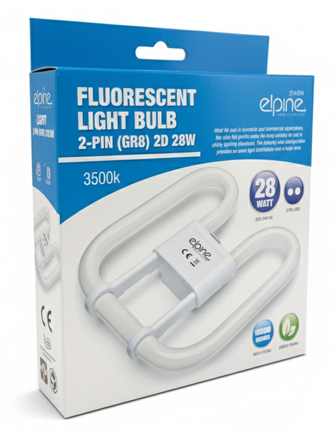 2D Fluorescent Light Bulb 28W 2 Pin Energy Saving Lamp Replacement Tube GR8