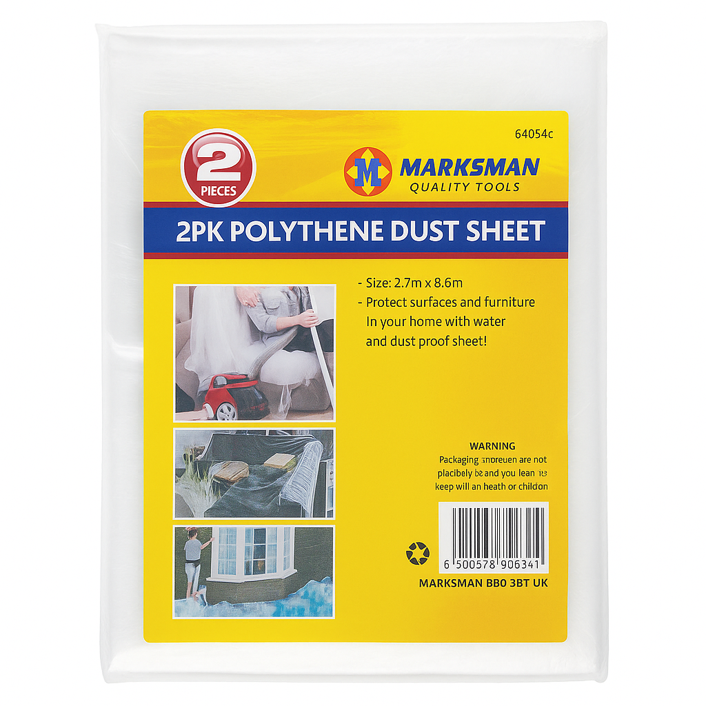 Dust Sheets Polythene Covers Painting Decorating Protective Sheets 2 Pack