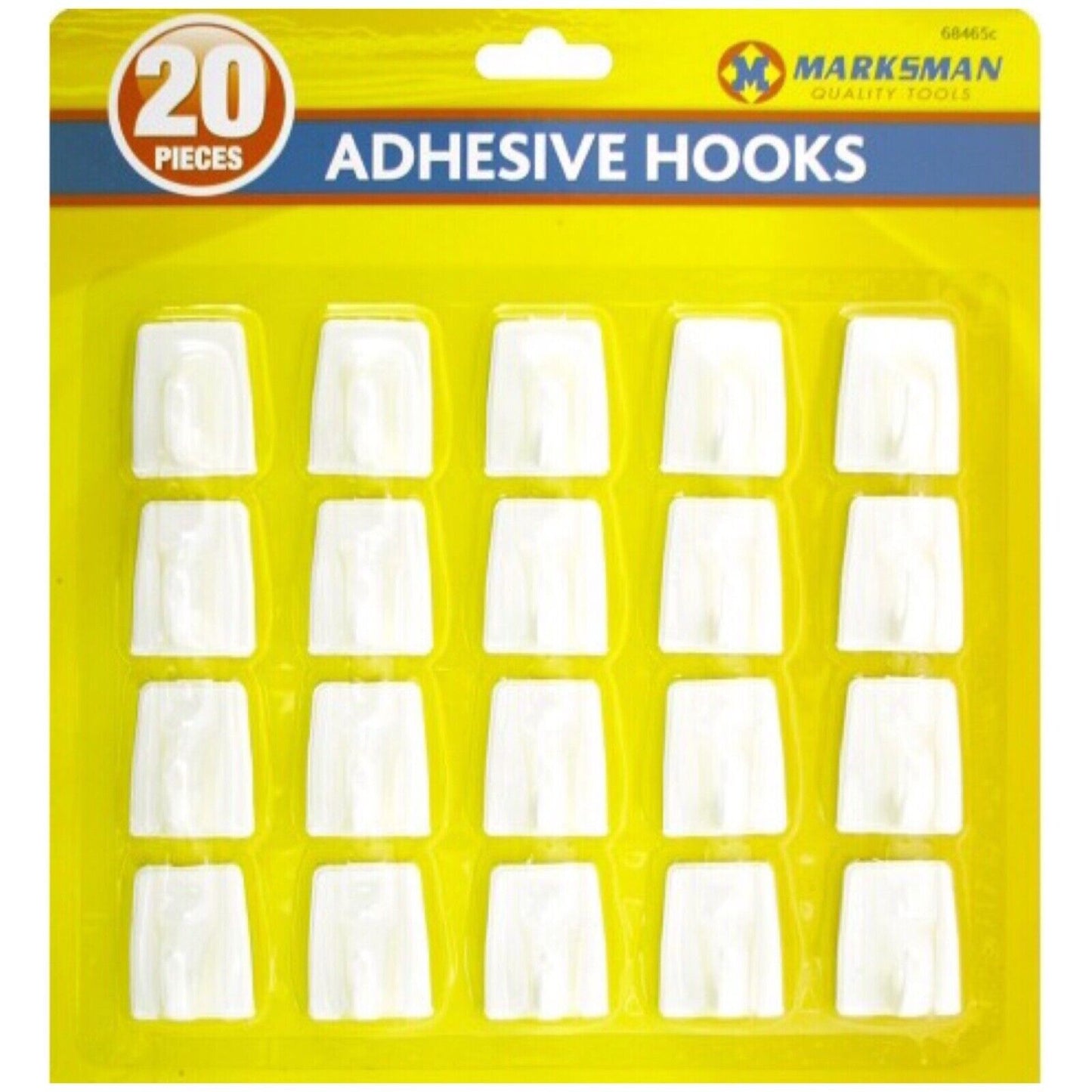 Self Adhesive Hooks White Plastic Strong Sticky Stick on Wall Door Hooks 20Pc