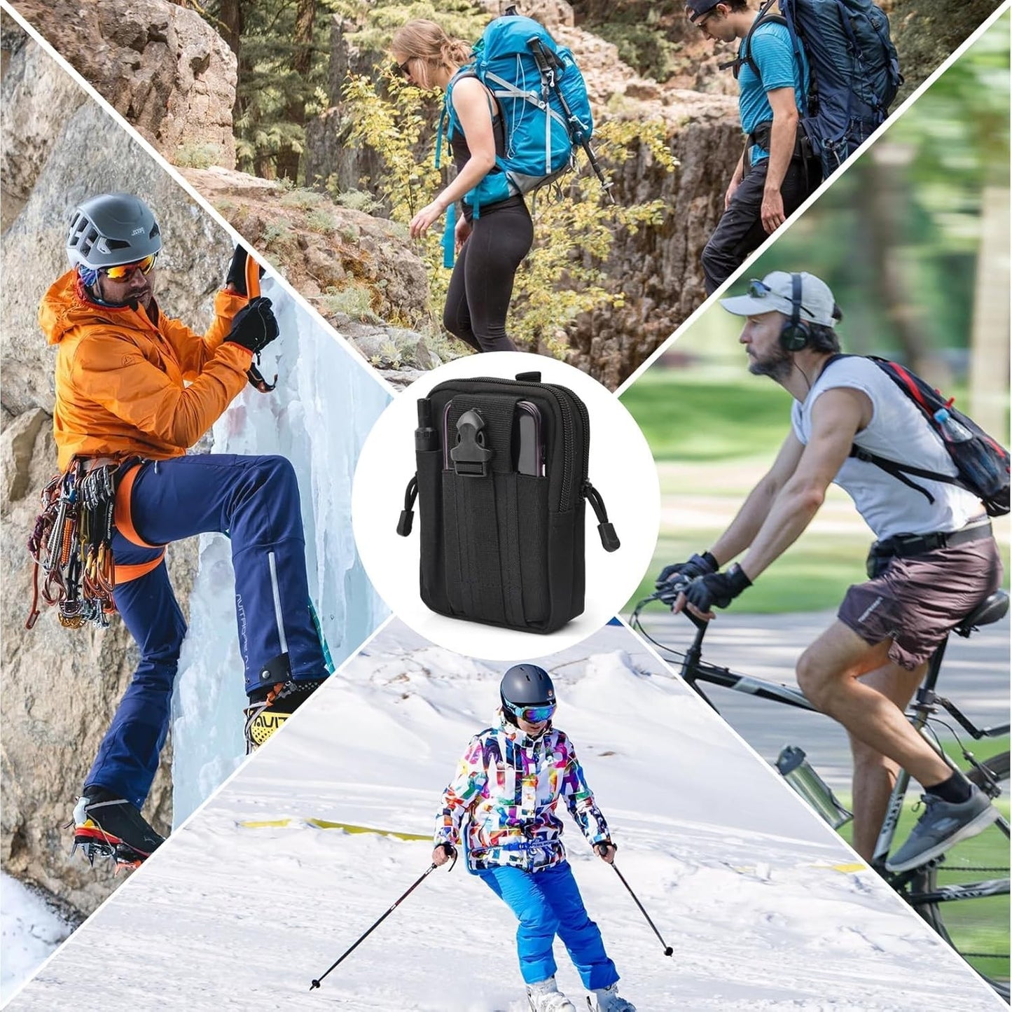 Mobile Phone Pocket Outdoor Phone Case Belt Pouch Carabiner Survival Case Bag