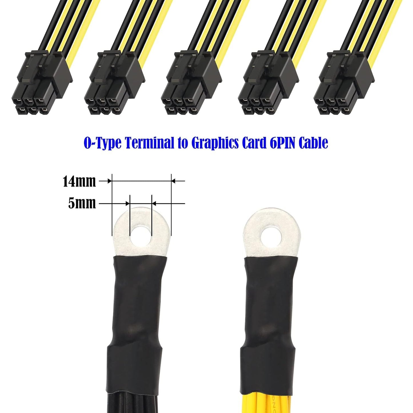 O-Type Terminal to Graphics Card 6 PIN Cable Female PCIE Power Splitter Cable