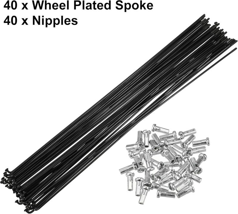 40 Pcs Bicycle Steel Spokes 14G Bike Spoke 282Mm Length with Nipples