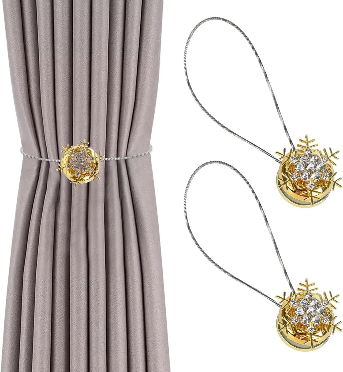 2 Pack Magnetic Curtain Tie Backs Christmas Snowflake Window Holdbacks Clips Unbranded