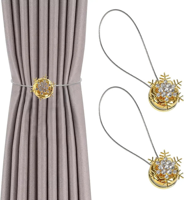 2 Pack Magnetic Curtain Tie Backs Christmas Snowflake Window Holdbacks Clips Unbranded