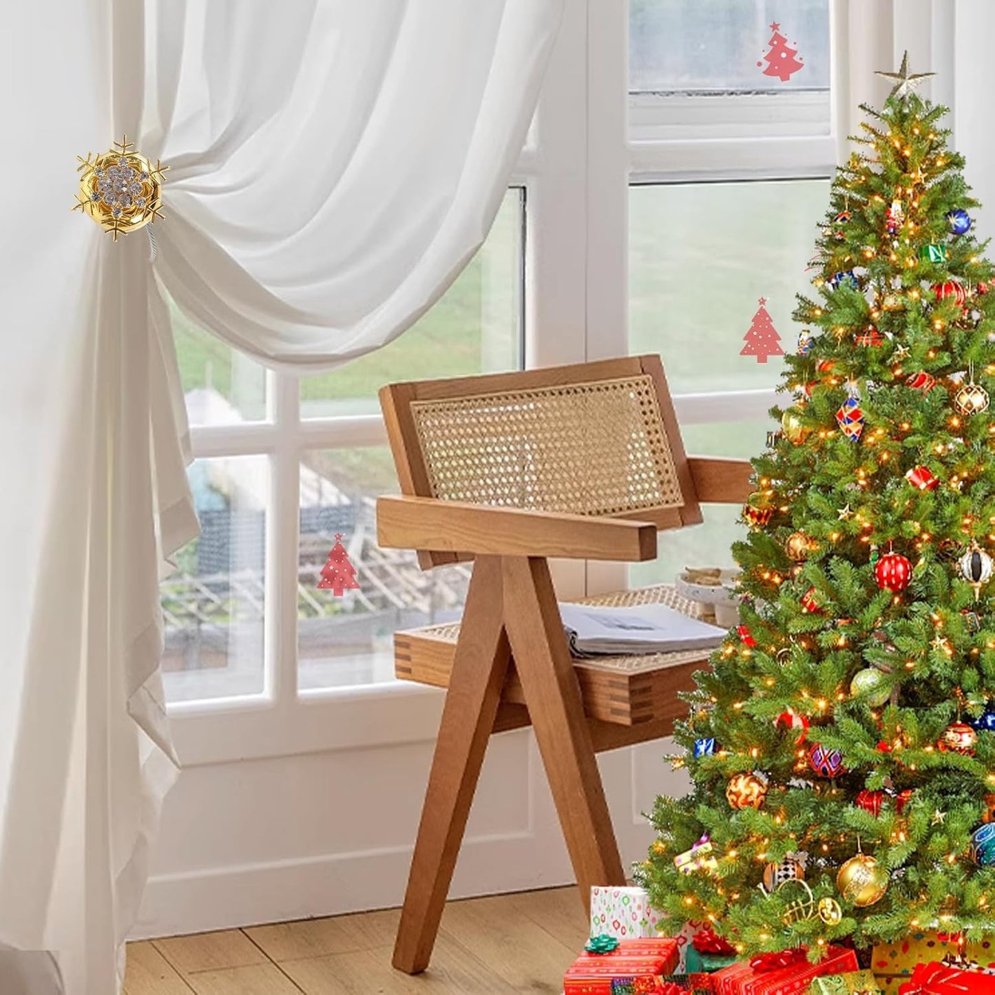 2 Pack Magnetic Curtain Tie Backs Christmas Snowflake Window Holdbacks Clips