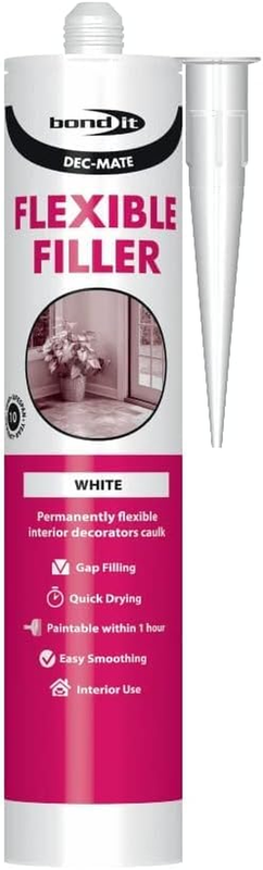 Flexible Filler Quick Drying Interior Caulk Acrylic 300ml White Decor Repair
