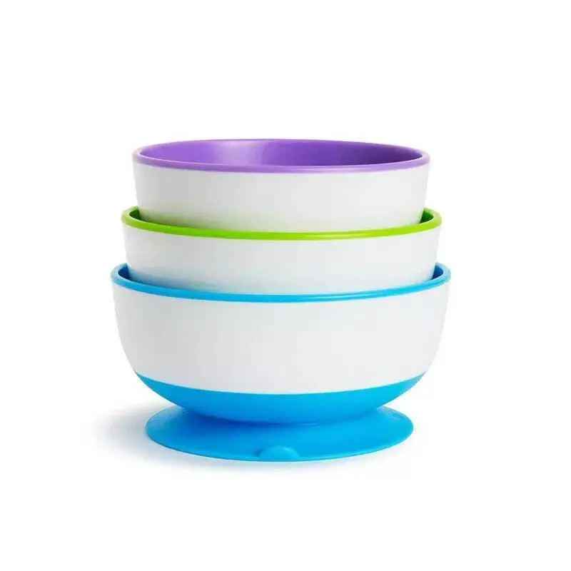 Baby Feeding Bowls Stay Put Suction 3 Pack Non-Spill Munchkin 6m+ Munchkin