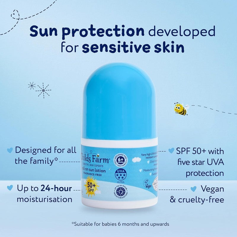 Childs Farm Sun Lotion Baby Kids SPF 50 Plus Roll On Sensitive Skin 50ml