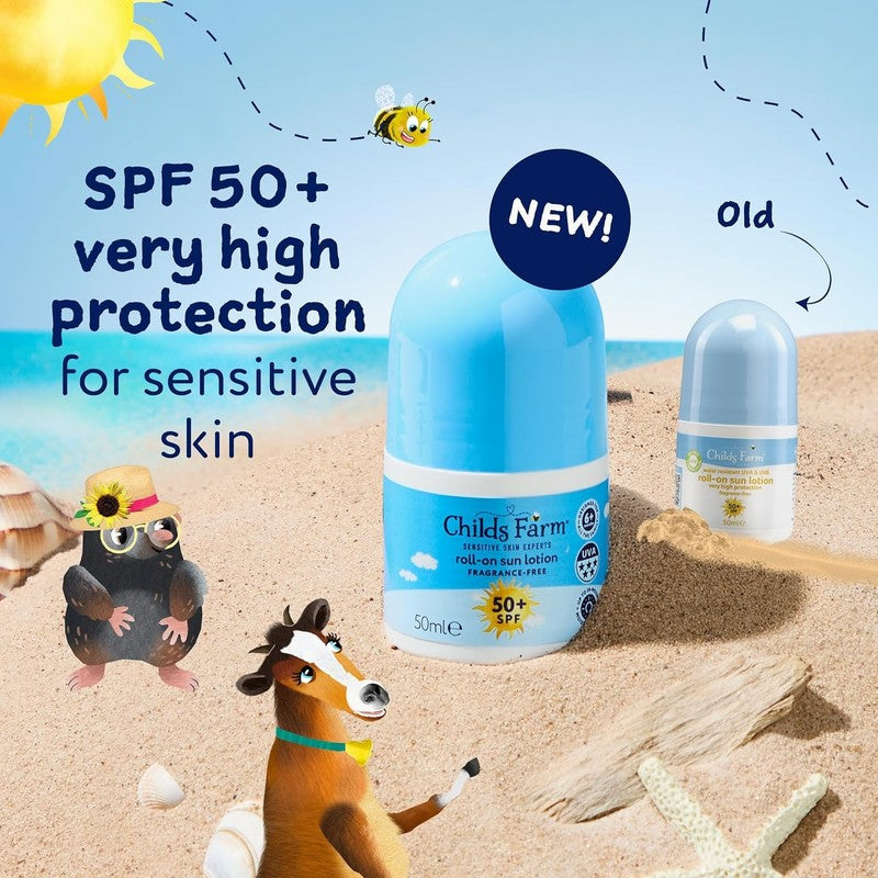 Childs Farm Sun Lotion Baby Kids SPF 50 Plus Roll On Sensitive Skin 50ml