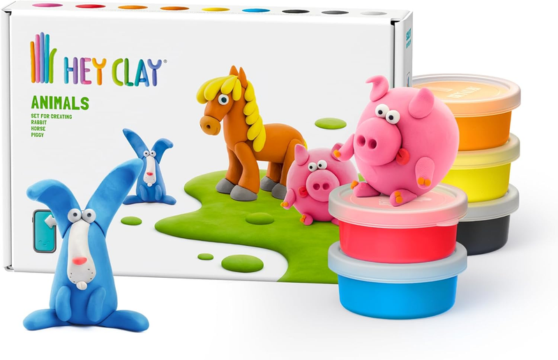 Air Dry Clay Kids Animal Kit Pig Horse Rabbit Color Modeling Set