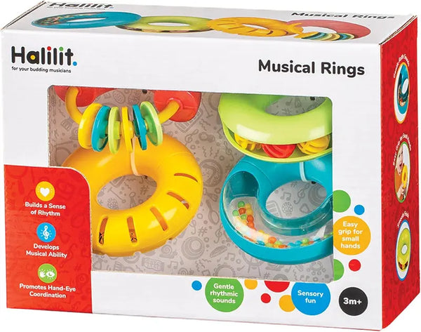 Baby Musical Rings Rattles Set BPA Free Sensory Instruments Multicolor Halilit