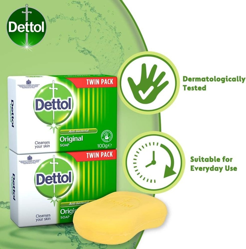 Dettol Antibacterial Soap Bar Multipack Germ Killing Body Wash 2x100g