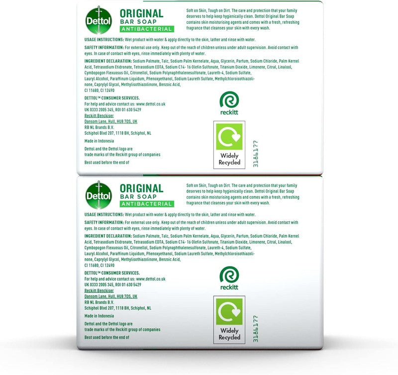 Dettol Antibacterial Soap Bar Multipack Germ Killing Body Wash 2x100g