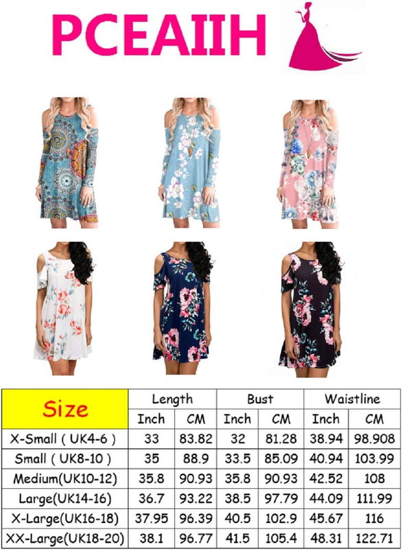 Women Summer Cold Shoulder Tunic Top Swing T Shirt Loose Casual Dress Medium