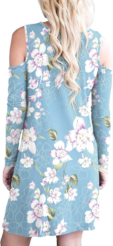 Women Summer Cold Shoulder Tunic Top Swing T Shirt Loose Casual Dress Medium