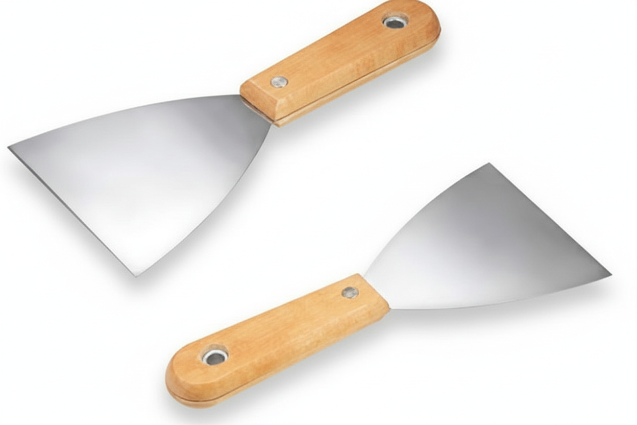 Carbon Steel Putty Knife Wood Handle Drywall Flex Scraper 2Pcs 4 Inch for Paint