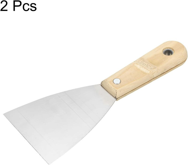 Carbon Steel Putty Knife Wood Handle Drywall Flex Scraper 2Pcs 4 Inch for Paint