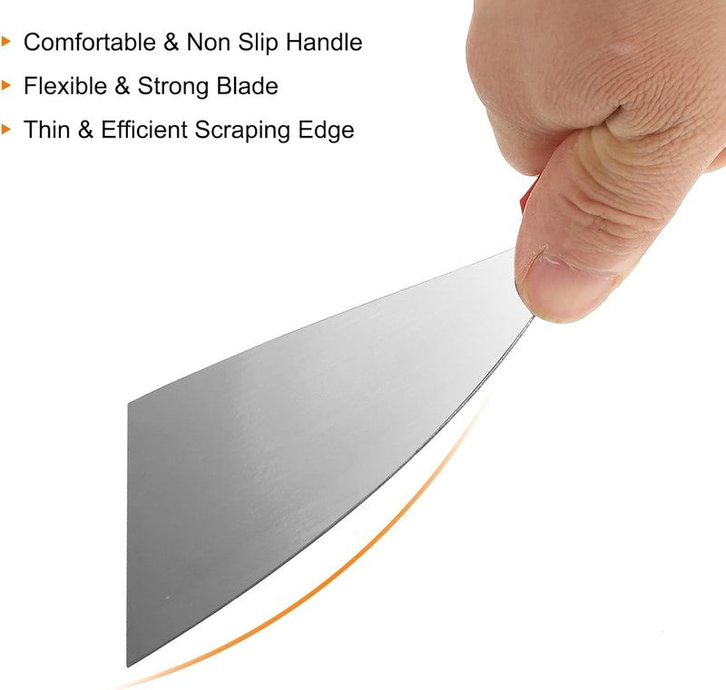 Carbon Steel Putty Knife Wood Handle Drywall Flex Scraper 2Pcs 4 Inch for Paint