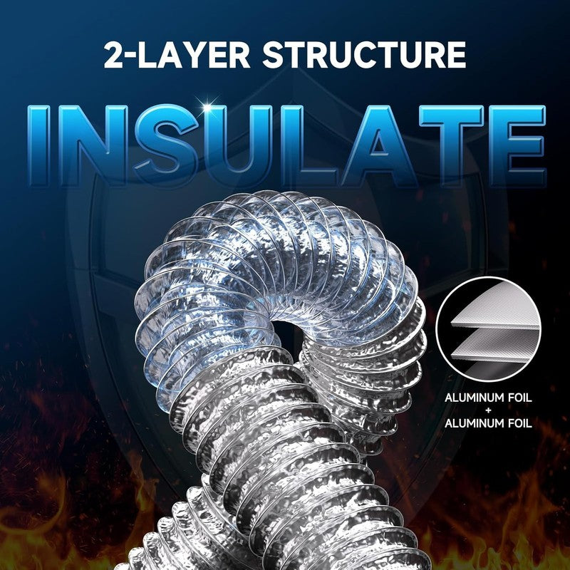 15cm Flexible Ducting 3m Aluminium Foil Insulated Heat Hose 6 Inch Pipe Clamps
