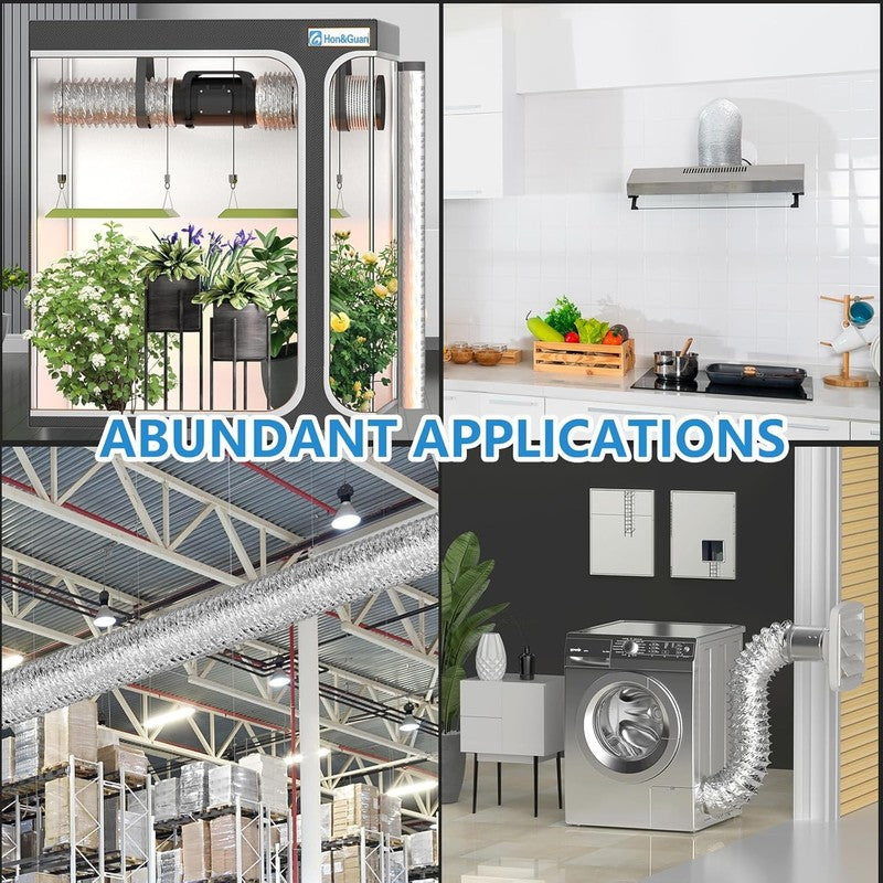 15cm Flexible Ducting 3m Aluminium Foil Insulated Heat Hose 6 Inch Pipe Clamps